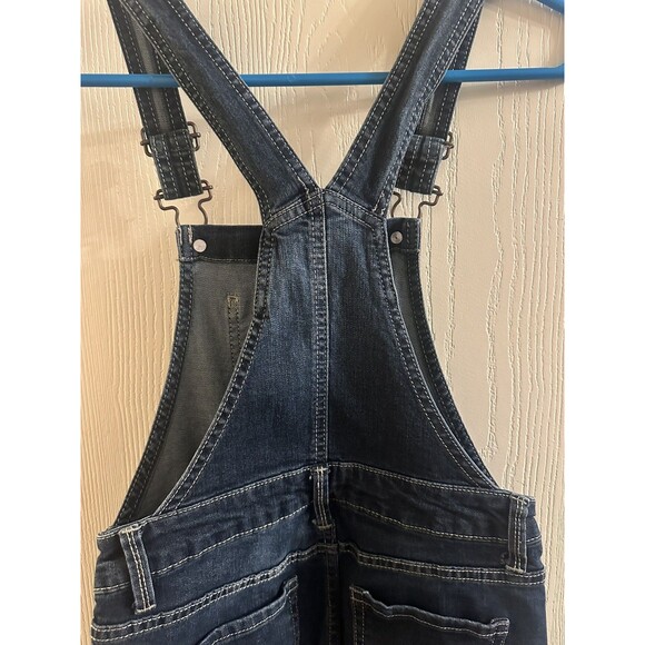 Kohl’s SO Girls Size 8 Dark Blue Denim Overalls Straight Leg Jeans with Pockets - Picture 6 of 8